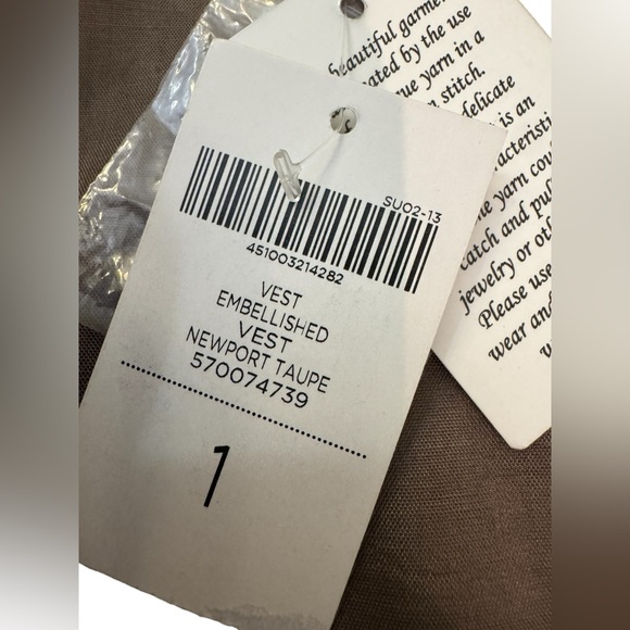 Chico's Embellished Mesh Vest Taupe Sequin Beaded Size M - Picture 10 of 11